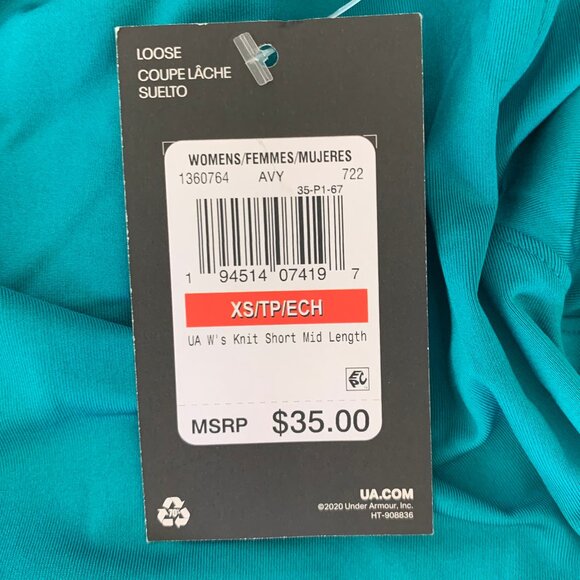 NWT Under Armour Women's Knit Mid-Length Shorts, Size XS, Green - Picture 7 of 9